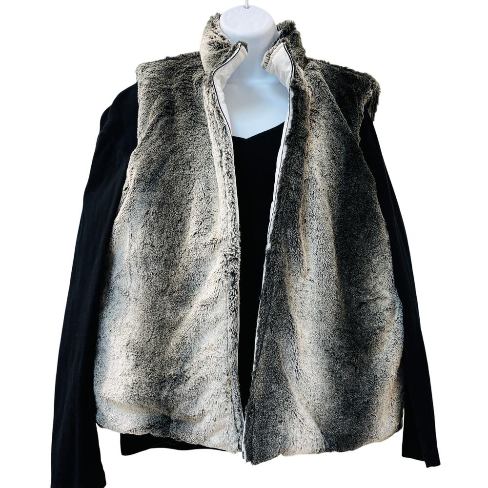 Vintage Y2K ZLC Collections - Faux Fur Reversible Vest -  4 pockets! XL